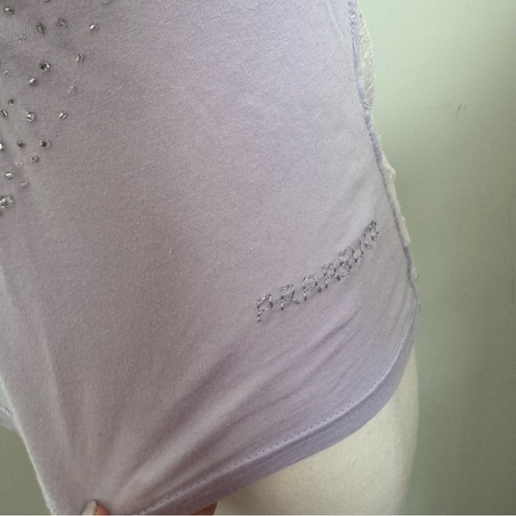 ✨ Parasuco Vintage Lilac Rhinestone Heart Tank – Rare 2000s Y2K S - Picture 6 of 9